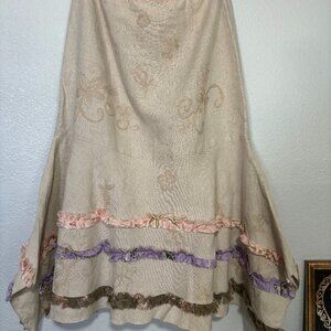 Jjill Linen Multicolor Victorian Style Ruffled Skirt Size 6
